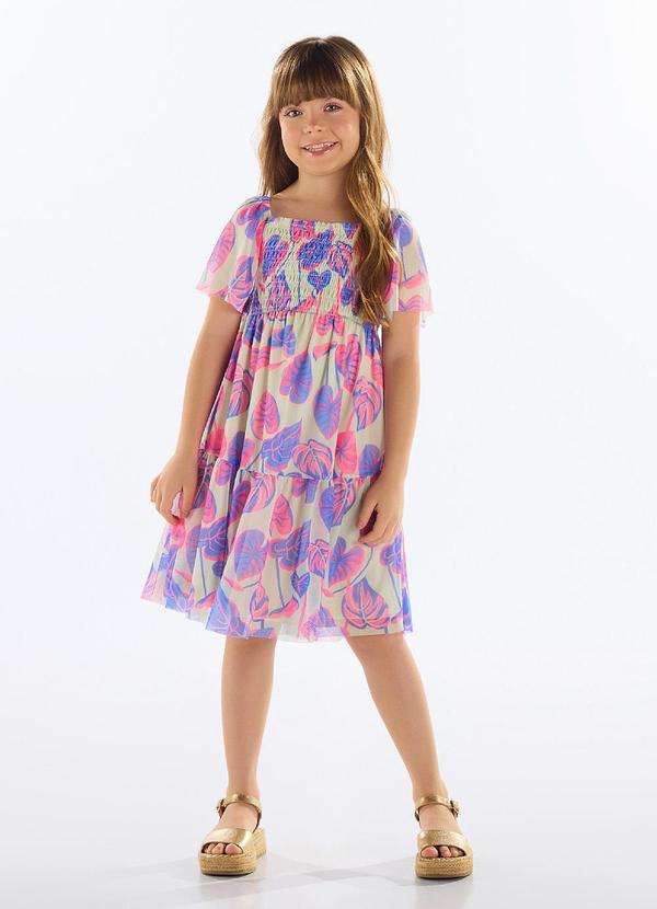 Vista 2 Vestido Estampado Infantil Roxo Quimby Quimby