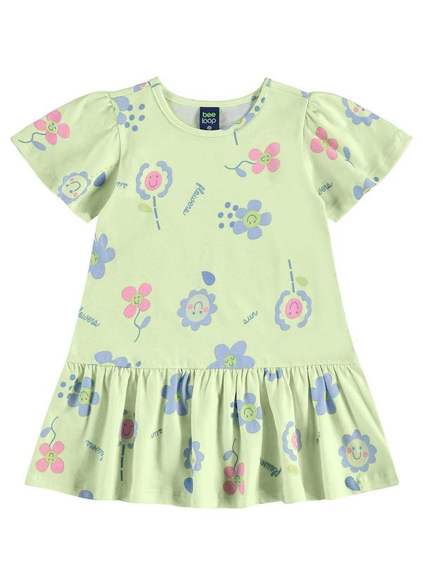 Vista 2 Vestido Estampado Infantil Verde Bee Loop Bee Loop