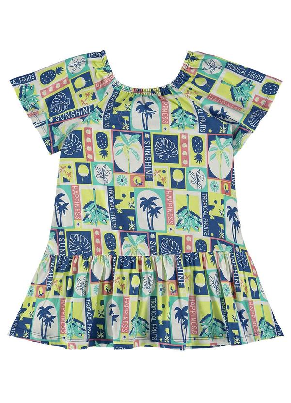 Vestido Estampado para Menina Azul