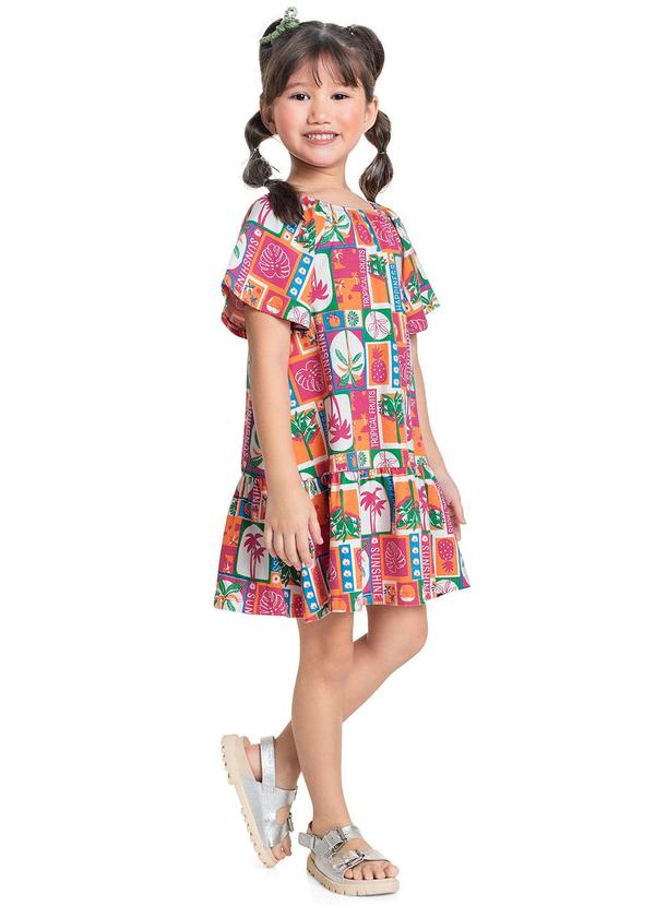 Vestido Estampado para Menina Rosa