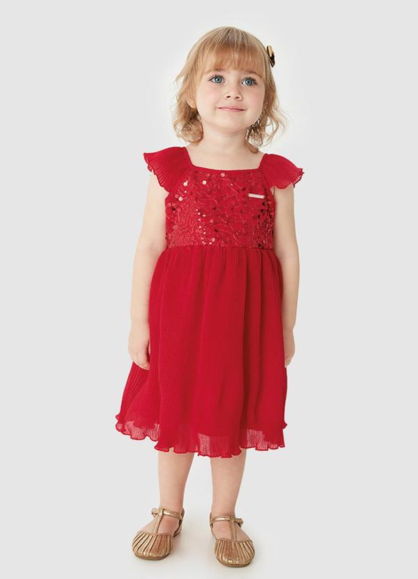 Vestido Evasê com Lantejoulas Vermelho