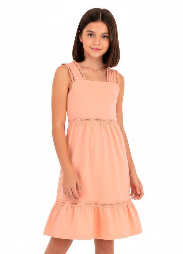 Vestido Evasê em Linhos Laranja Claro