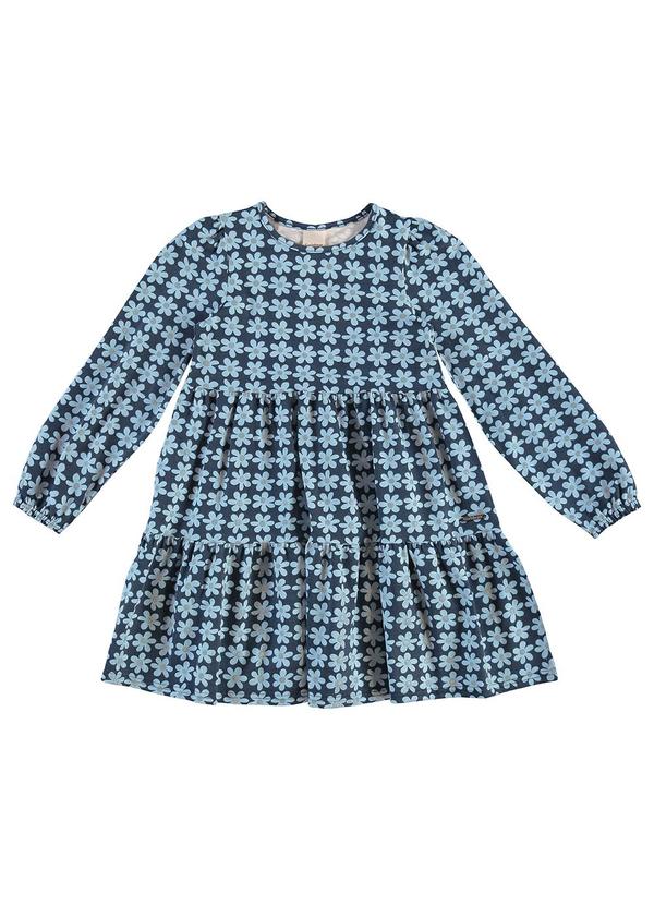 Vestido Evasê Floral Azul