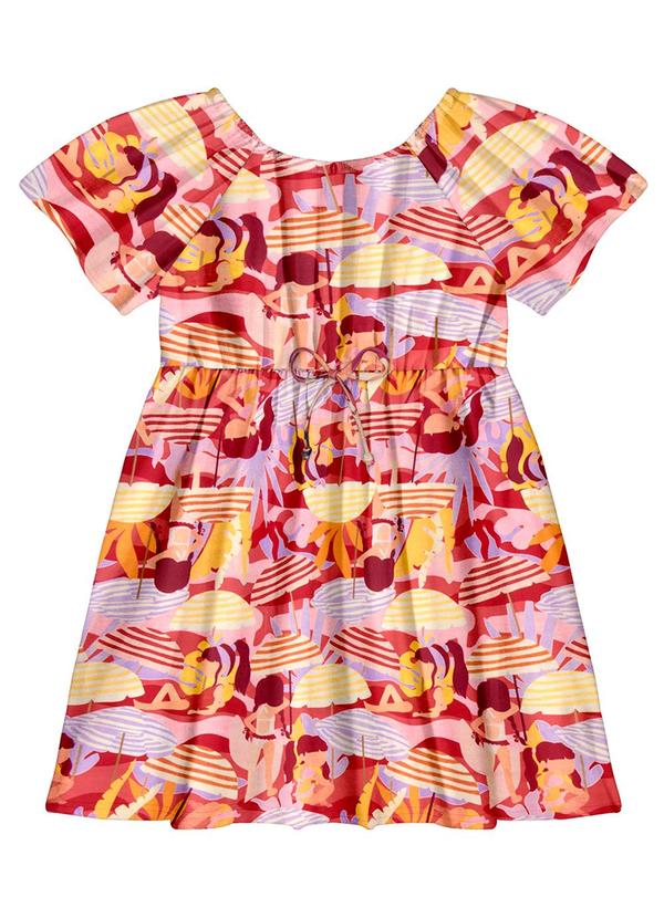 Vista 2 Vestido Evasê Infantil Menina em Malha Laranja Alakazoo Alakazoo