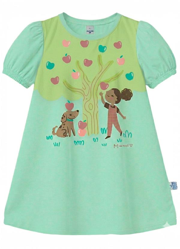 Vestido Evasê Macieira com Glitter Verde Pastel