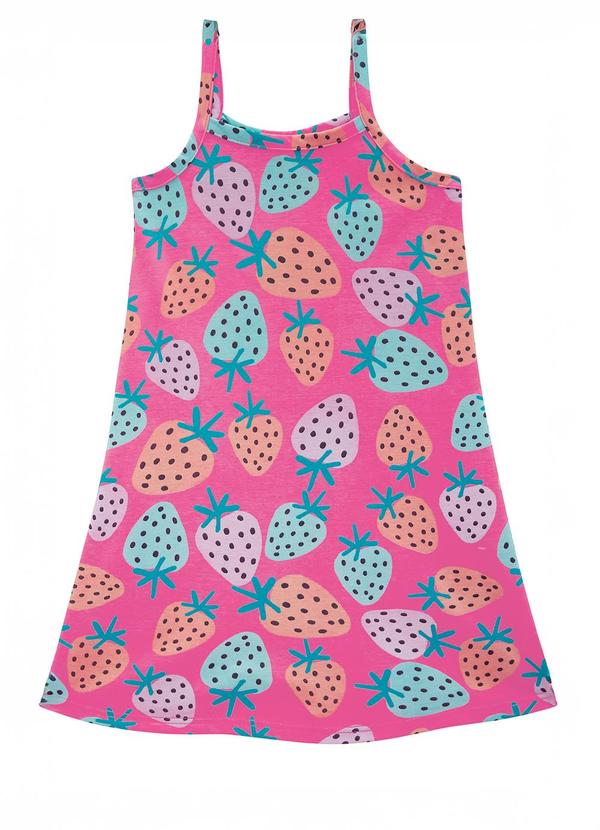 Vista 2 Vestido Evasê Morangos Rosa Escuro Malwee Kids Malwee Kids