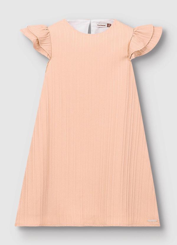 Vestido Evasê Plissado Laranja Pastel
