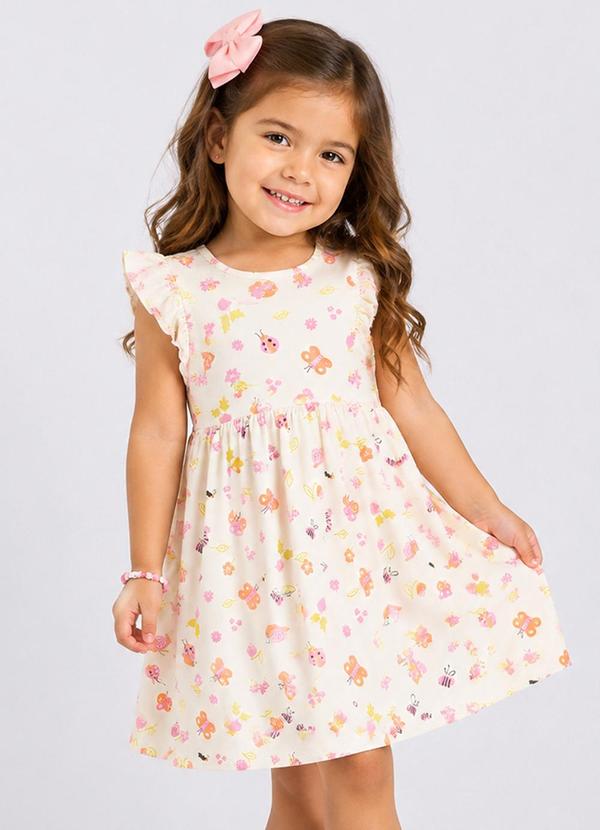 Vestido Feminino Estampado em Malha Cotton Bege