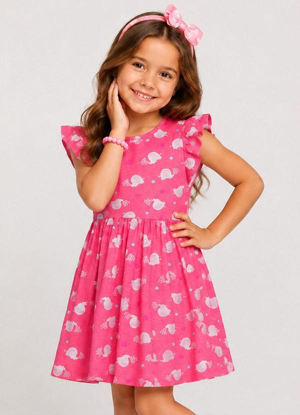 Vestido Feminino Estampado em Malha Cotton Rosa