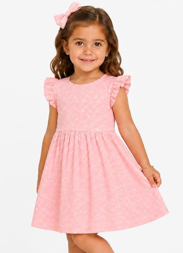 Vestido Feminino Estampado em Malha Cotton Rosa