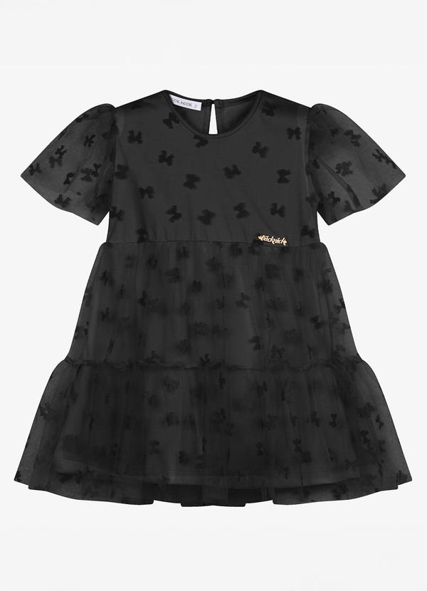 Vestido Feminino Infantil com Tule Preto