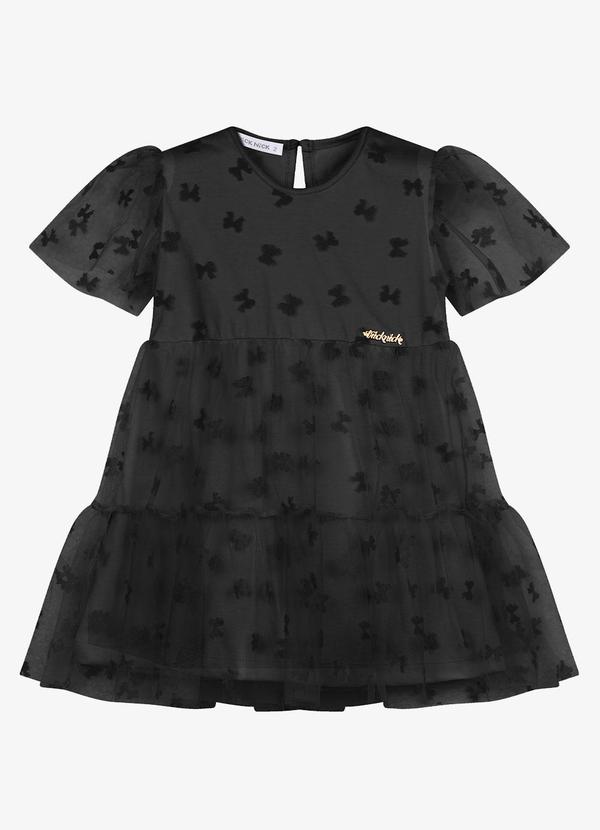 Vestido Feminino Infantil com Tule Preto