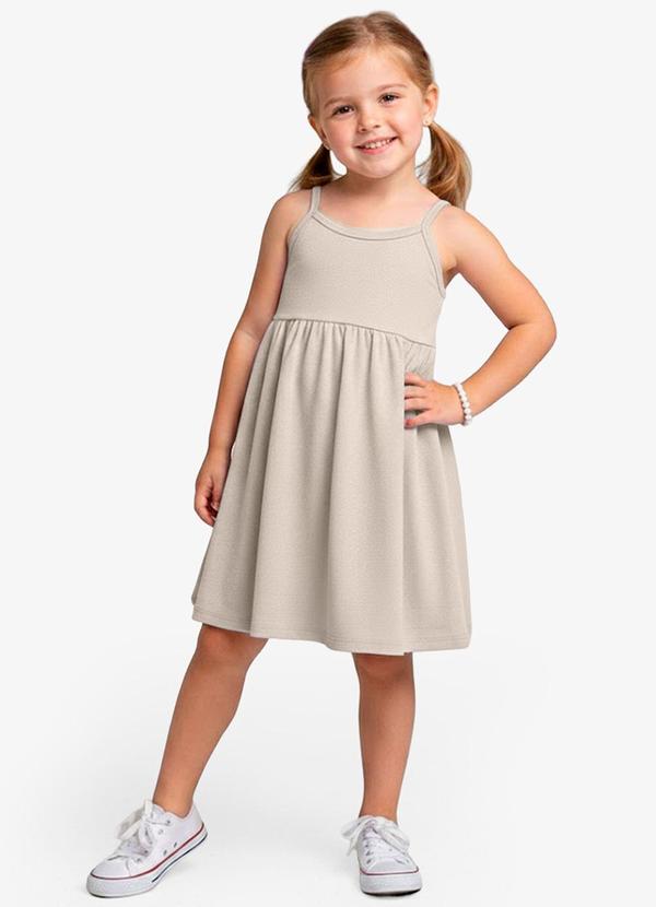 Vestido Feminino Infantil de Alças Bege