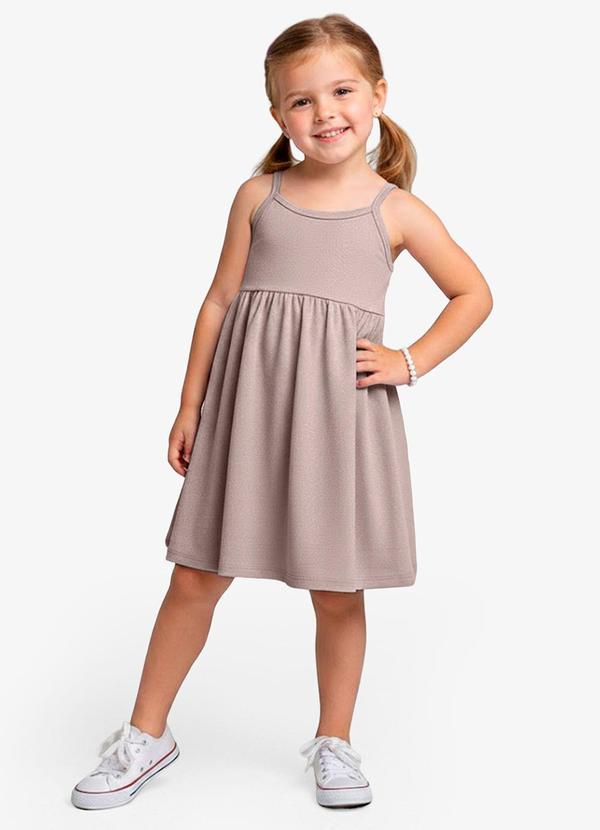 Vista 2 Vestido Feminino Infantil de Alças Marrom Select Select