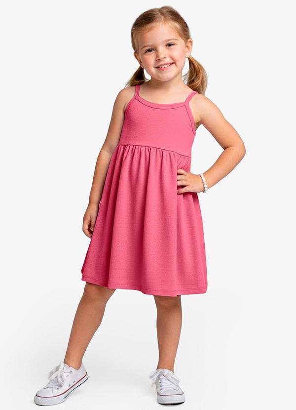 Vestido Feminino Infantil de Alças Rosa