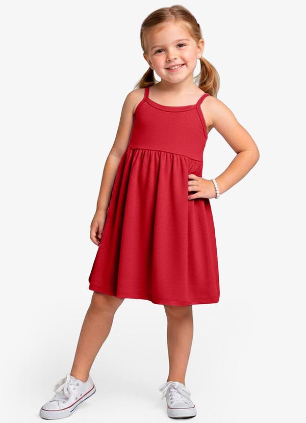 Vista 2 Vestido Feminino Infantil de Alças Vermelho Select Select