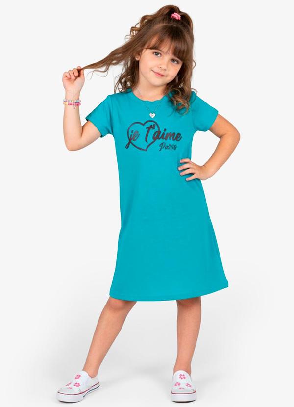 Vestido Feminino Infantil em Molecotton Azul
