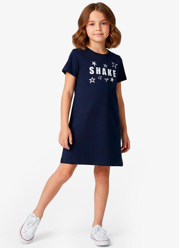 Vestido Feminino Infantil em Molecotton Azul