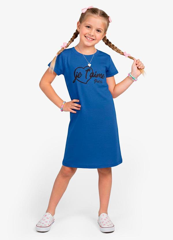 Vestido Feminino Infantil em Molecotton Azul
