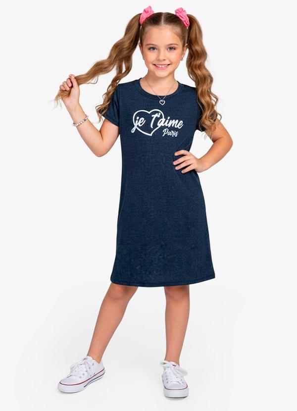 Vista 2 Vestido Feminino Infantil em Molecotton Azul Select Select