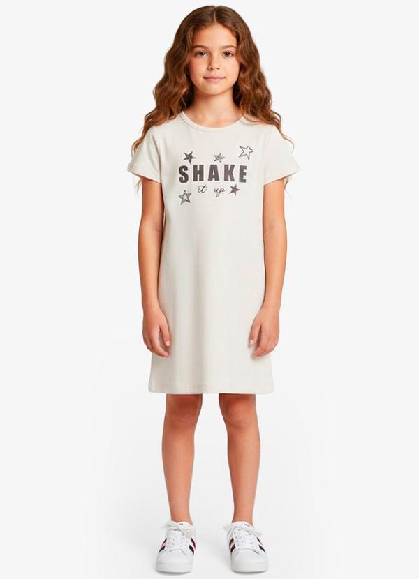 Vista 2 Vestido Feminino Infantil em Molecotton Bege Select Select
