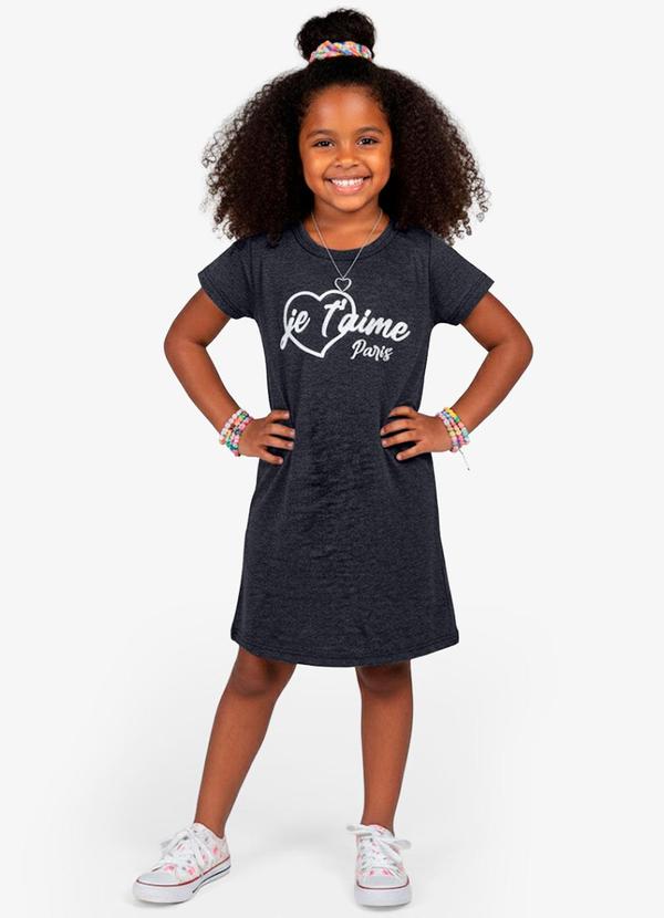 Vista 2 Vestido Feminino Infantil em Molecotton Cinza Select Select