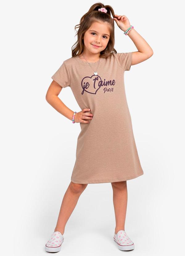 Vista 2 Vestido Feminino Infantil em Molecotton Marrom Select Select