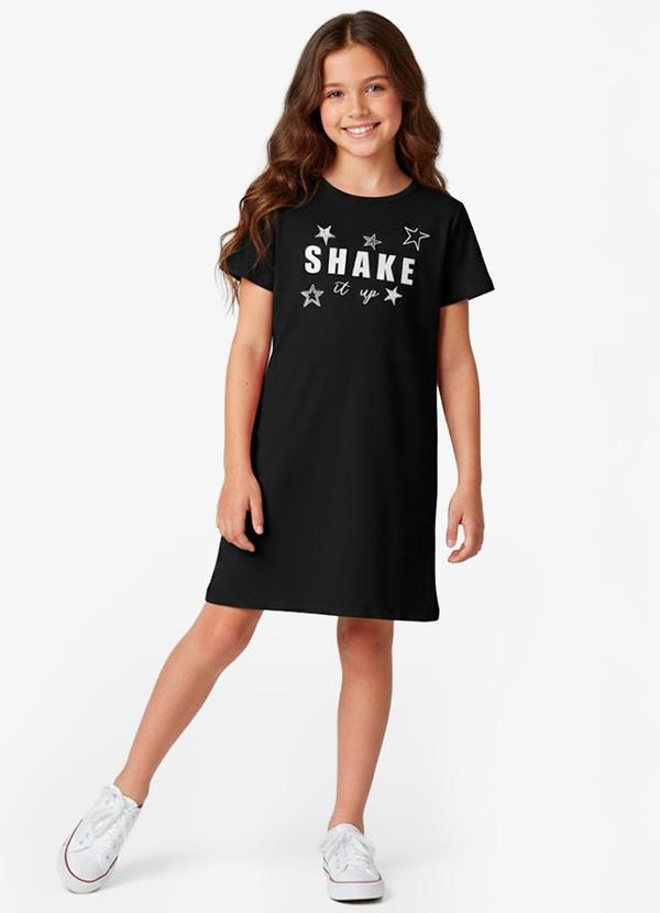 Vista 2 Vestido Feminino Infantil em Molecotton Preto Select Select