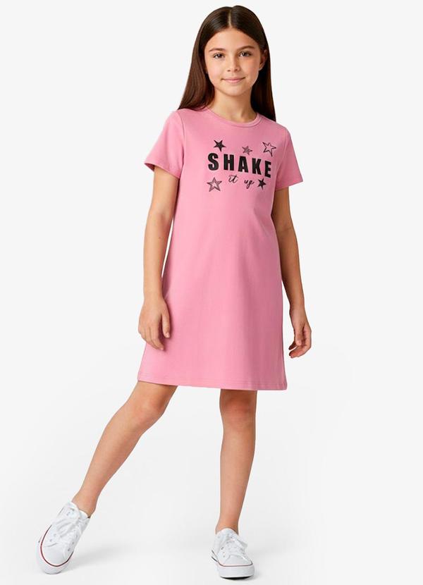 Vestido Feminino Infantil em Molecotton Rosa