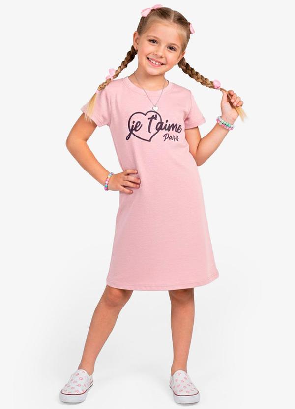 Vestido Feminino Infantil em Molecotton Rosa
