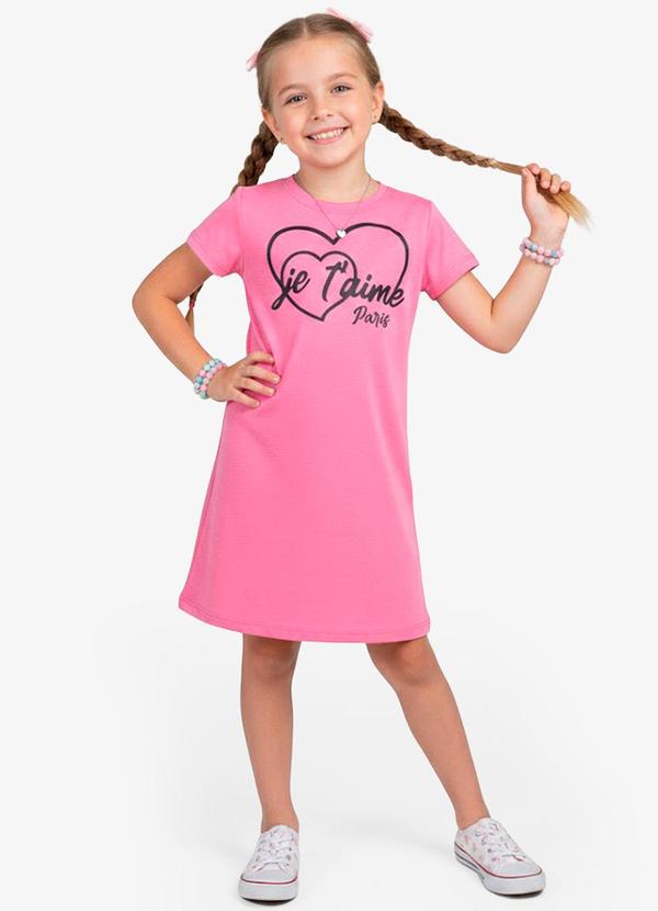 Vista 2 Vestido Feminino Infantil em Molecotton Rosa Select Select