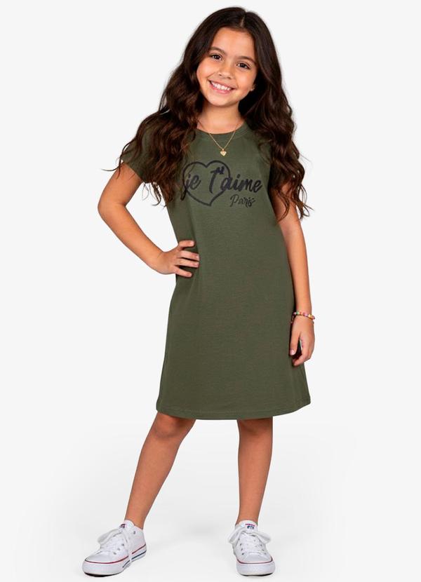 Vista 2 Vestido Feminino Infantil em Molecotton Verde Select Select