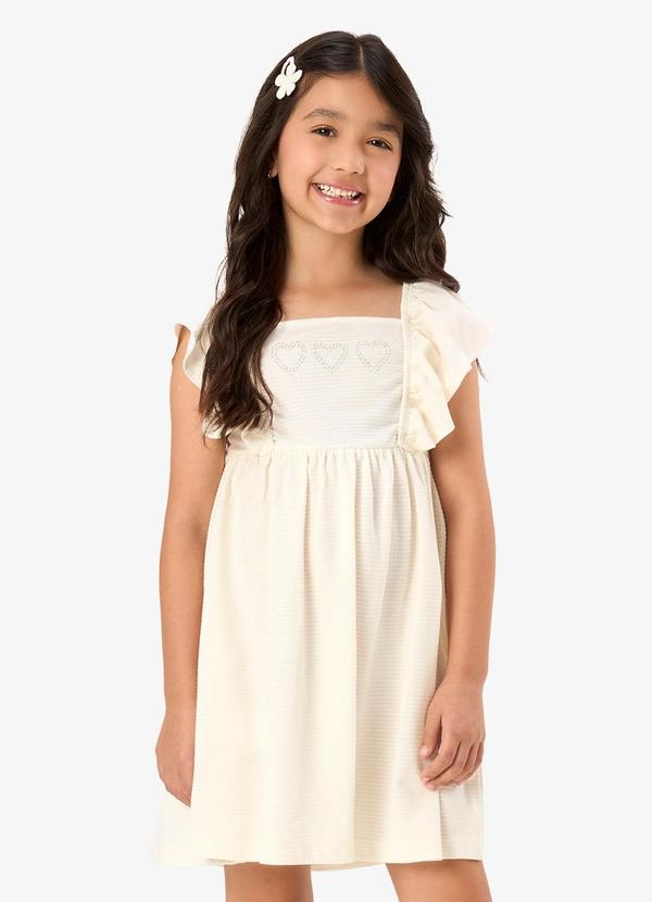 Vestido Feminino Infantil Meia Malha Bege