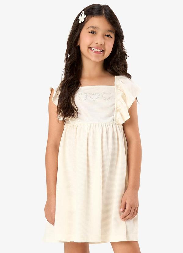 Vestido Feminino Infantil Meia Malha Bege