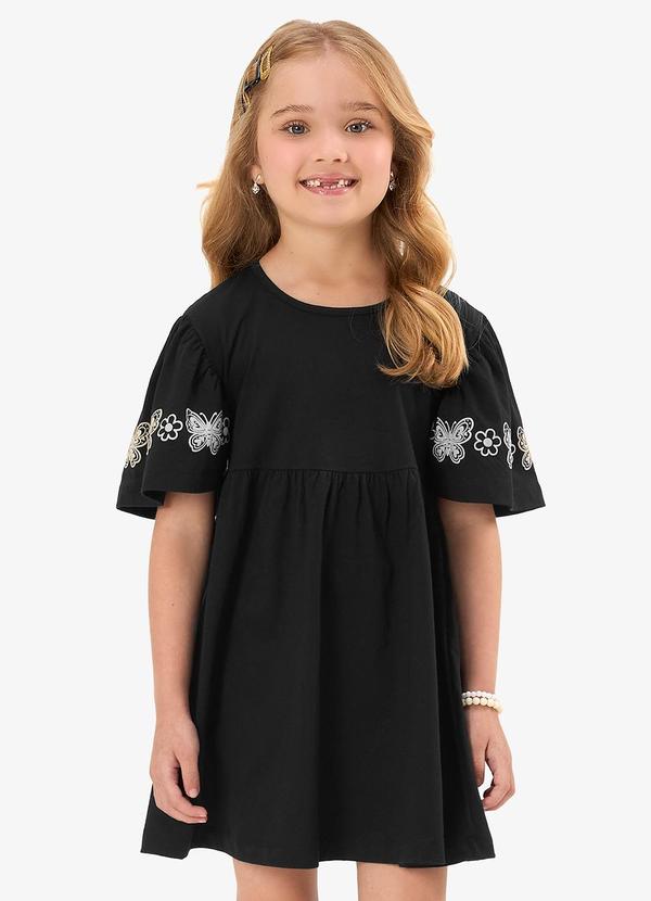 Vestido Feminino Infantil Meia Malha Preto