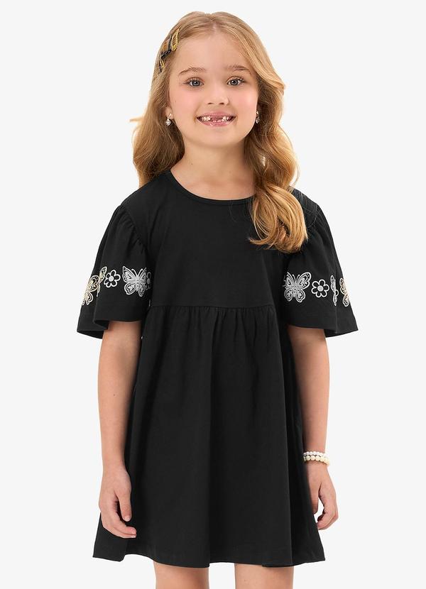 Vestido Feminino Infantil Meia Malha Preto