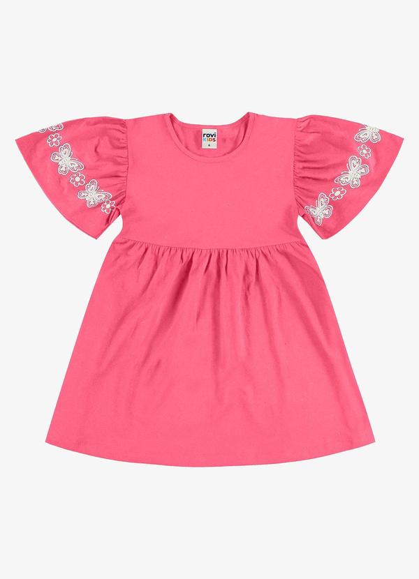 Vestido Feminino Infantil Meia Malha Rosa