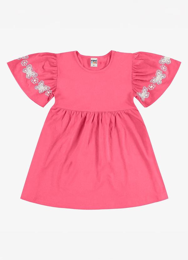 Vestido Feminino Infantil Meia Malha Rosa
