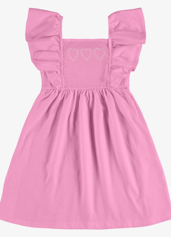 Vestido Feminino Infantil Meia Malha Rosa