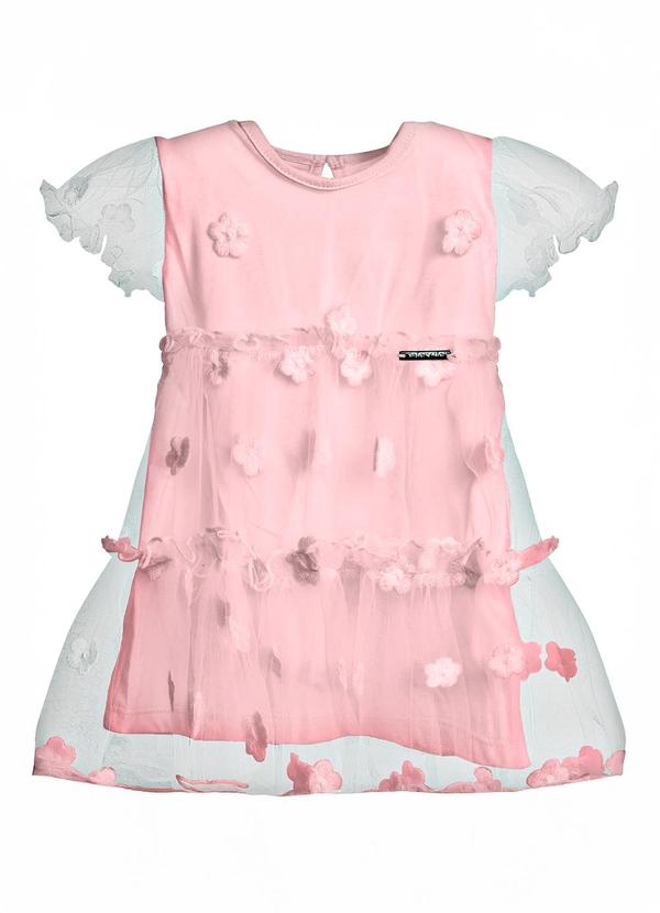 Vestido Feminino Tule Bordado Floral Branco