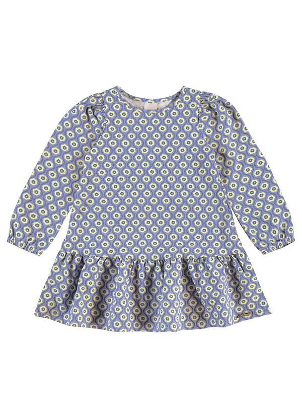 Vista 2 Vestido Floral com Babado Azul Carinhoso Carinhoso