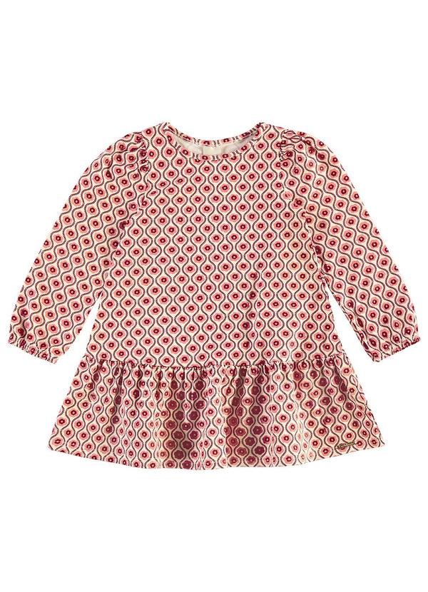 Vista 2 Vestido Floral com Babado Vermelho Carinhoso Carinhoso