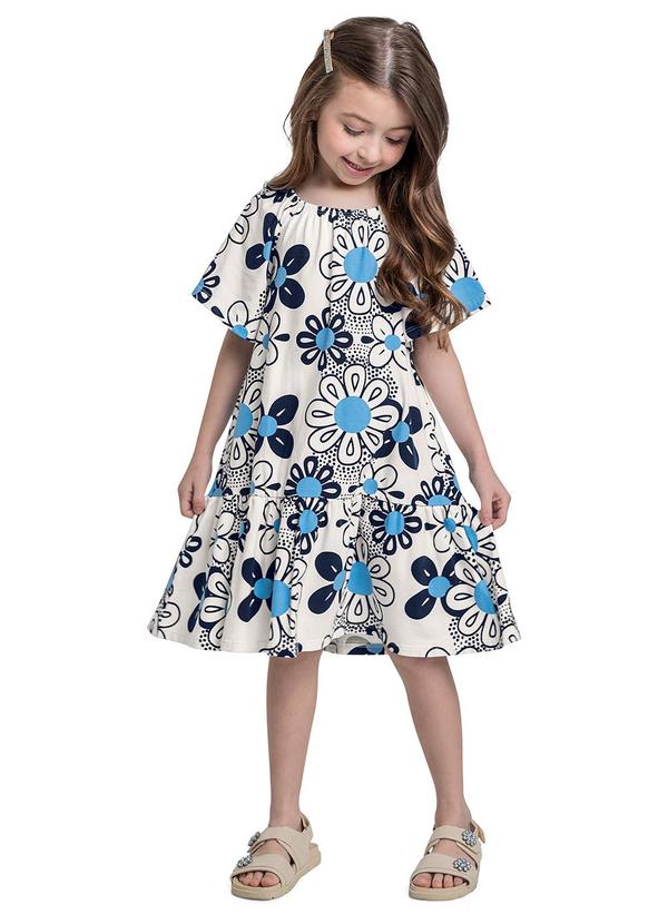 Vista 2 Vestido Floral Cotton Infantil Azul Bee Loop Bee Loop