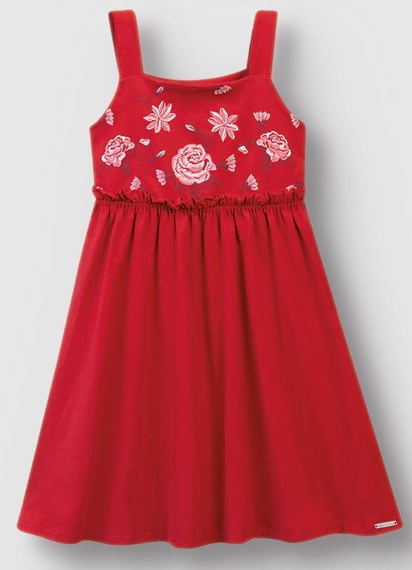 Vestido Floral Godê Vermelho