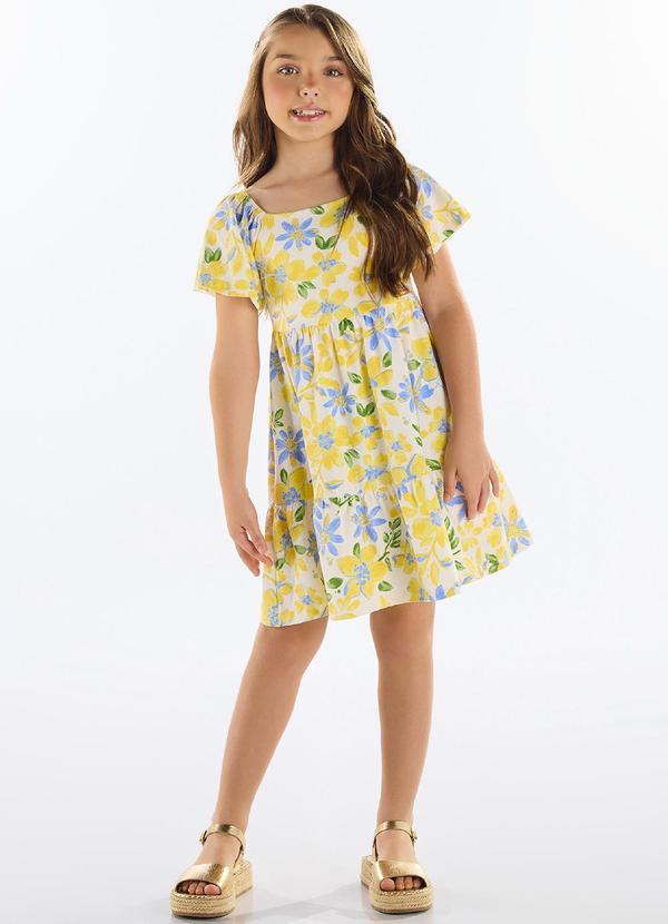 Vista 2 Vestido Floral Infantil Amarelo Quimby Quimby