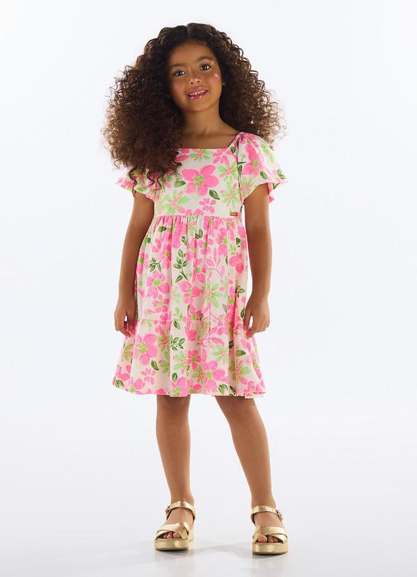 Vista 2 Vestido Floral Infantil Rosa Quimby Quimby