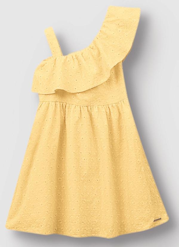 Vestido Godê Bordado Amarelo