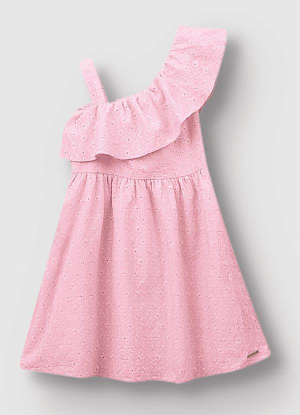 Vestido Godê Bordado Rosa Claro
