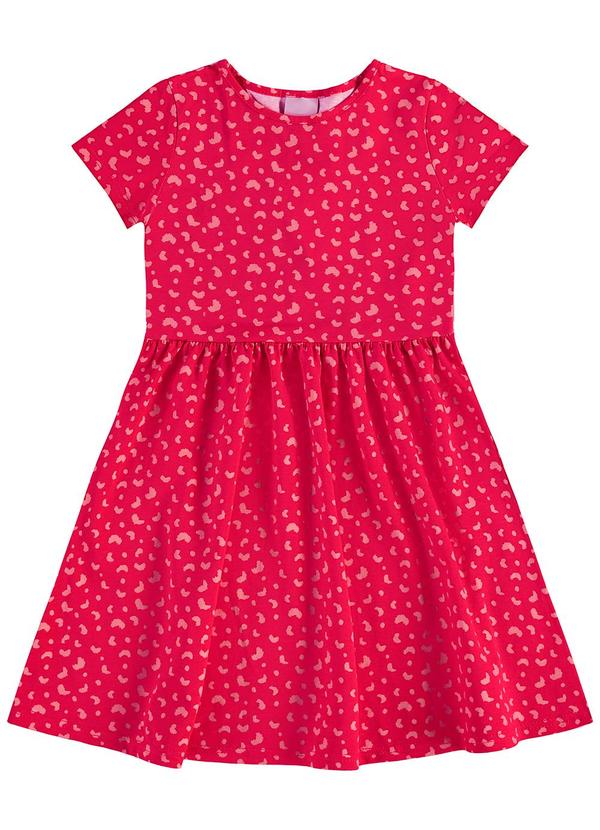 Vista 2 Vestido Godê Curto Animal Print Rosa Escuro Malwee Kids Malwee Kids