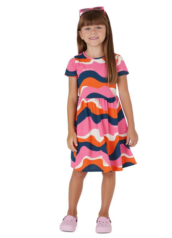 Vista 2 Vestido Godê Curto Ondas Laranja Malwee Kids Malwee Kids